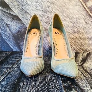Blue “mesh” heels